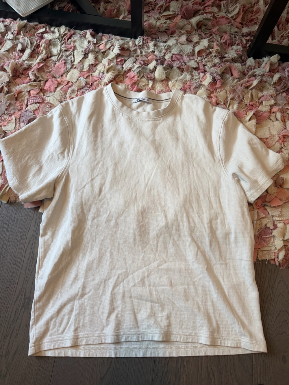 Zara Men Short Sleeve Crewneck Tee in Light Beige